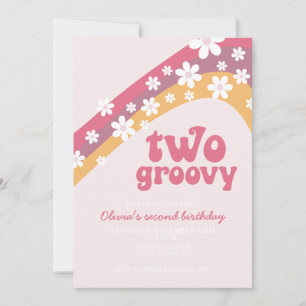 Twee groovy madeliefjes boho bloemige 2e verjaarda kaart