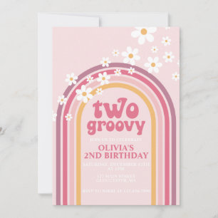 Twee groovy madeliefjes boho bloemrijke regenboog kaart
