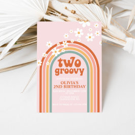 Twee groovy madeliefjes boho bloemrijke regenboog kaart