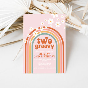 Twee groovy madeliefjes boho bloemrijke regenboog  kaart