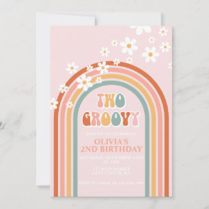 Twee groovy madeliefjes boho bloemrijke regenboog kaart