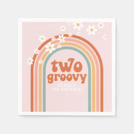 Twee groovy madeliefjes boho bloemrijke regenboog servet