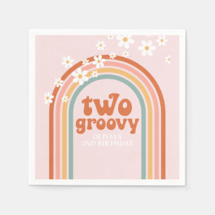 Twee groovy madeliefjes boho bloemrijke regenboog  servet
