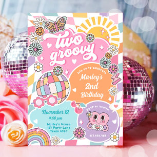 Twee Groovy Meisje Retro Preppy Varsity Verjaardag Kaart