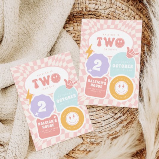 Twee groovy | Meisjes 2e Retro Skater Verjaardag Kaart