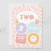 Twee groovy | Meisjes 2e Retro Skater Verjaardag Kaart (Voorkant)