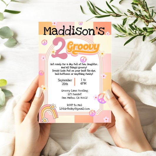Twee Groovy Meisjes Verjaardag uitnodiging