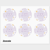 Twee Groovy Paarse Daisy Checker Ronde Sticker (Vel)