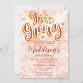 Twee Groovy Party Invitation Daisy 2de verjaardag Kaart (Voorkant)
