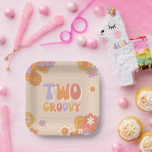 Twee Groovy Party Paper Borden Papieren Bordje (Feest)