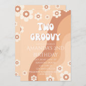 Twee Groovy Party Retro 2e Verjaardag Neutraal Kaart (Voorkant / Achterkant)