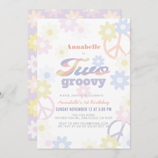 Twee groovy pasta-kleuren: zondag, tweede verjaard kaart (Voorkant / Achterkant)