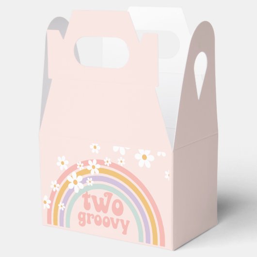 Twee groovy pasta retro-regenboog met mazen bedankdoosjes (Geopend)