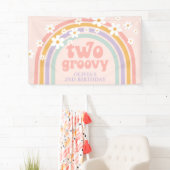 TWEE Groovy Pastel regenboog 2de verjaardag Spandoek (Insitu)