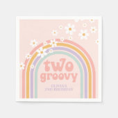 twee Groovy Pastel-regenboog, tweede verjaardag Servet (Voorkant)