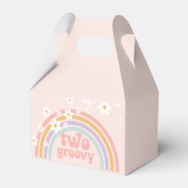 Twee Groovy Pastel Retro Regenboog met Madeliefjes Bedankdoosjes
