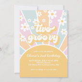 Twee Groovy Pastel Retro Zonneschijn boho bloem Kaart (Voorkant)