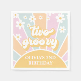 Twee Groovy pastel Retro Zonneschijn madeliefjes b Servet