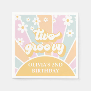 Twee Groovy pastel Retro Zonneschijn madeliefjes b Servet