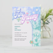 Twee Groovy Pastel Tie Dye 2e verjaardag Kaart (Staand voorkant)