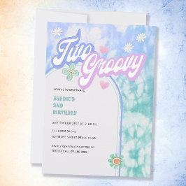 Twee Groovy Pastel Tie Dye 2e verjaardag Kaart