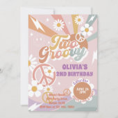 Twee Groovy Peach Liefdesfeestje 2e Verjaardag Uit Kaart (Voorkant)