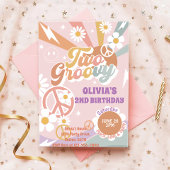 Twee Groovy Peach Liefdesfeestje 2e Verjaardag Uit Kaart
