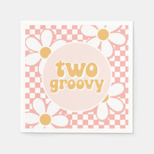 Twee Groovy Pink Daisy Checker Servet
