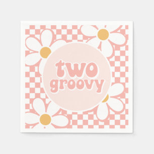 Twee Groovy Pink Daisy Checker Servet