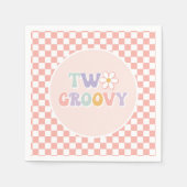 Twee Groovy Pink Daisy Checker Servet (Voorkant)