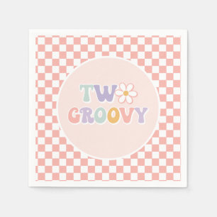 Twee Groovy Pink Daisy Checker Servet