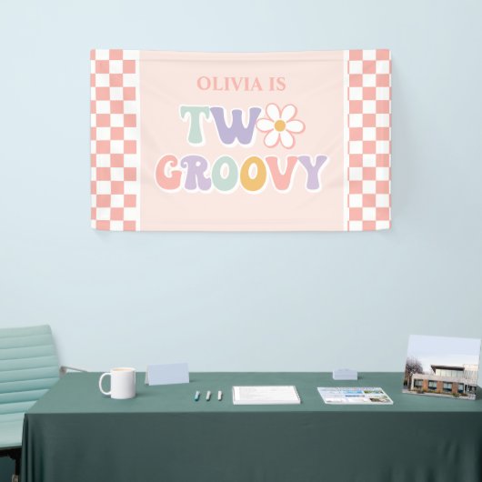 Twee Groovy Pink Daisy Checker Spandoek (Beurs)