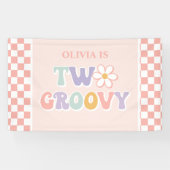Twee Groovy Pink Daisy Checker Spandoek (Horizontaal)