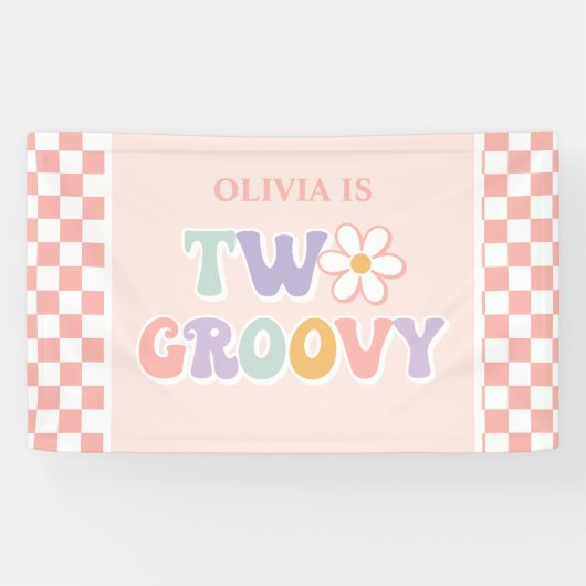 Twee Groovy Pink Daisy Checker Spandoek (Horizontaal)