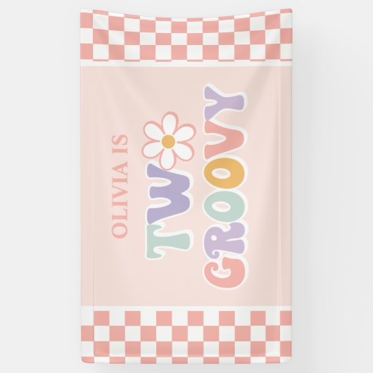 Twee Groovy Pink Daisy Checker Spandoek (Verticaal)