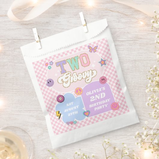 Twee Groovy Preppy Patch 2e verjaardagsfeestje Bedankzakje (Geknipt)