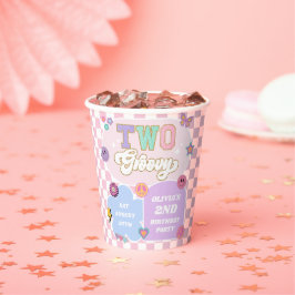 Twee Groovy Preppy Patch 2e verjaardagsfeestje Papieren Bekers