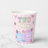 Twee Groovy Preppy Patch 2e verjaardagsfeestje Papieren Bekers (Achterkant)