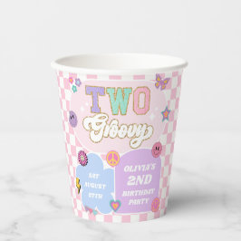 Twee Groovy Preppy Patch 2e verjaardagsfeestje Papieren Bekers
