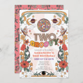 Twee Groovy Psychedelic Retro Meisje 2e verjaardag Kaart (Voorkant / Achterkant)