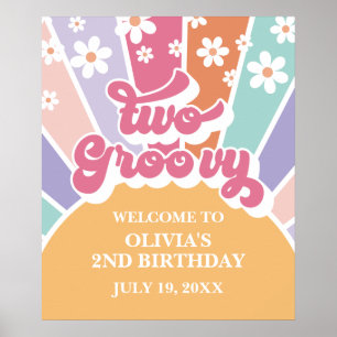 Twee Groovy Regenboog Zonneschijn madeliefje Schui Poster