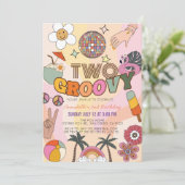 Twee Groovy Retro 2e verjaardag Kaart (Staand voorkant)