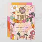 Twee Groovy Retro 2e verjaardag Kaart (Voorkant / Achterkant)