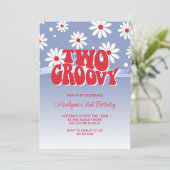 Twee Groovy Retro 2e Verjaardag uitnodiging (Staand voorkant)