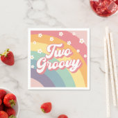 Twee Groovy Retro 70s Rainbow Daisy 2e verjaardag Servet (Insitu)