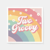 Twee Groovy Retro 70s Rainbow Daisy 2e verjaardag Servet (Voorkant)