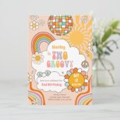 Twee Groovy Retro 70s Regenboog Meisje 2e Verjaard Kaart (Staand voorkant)