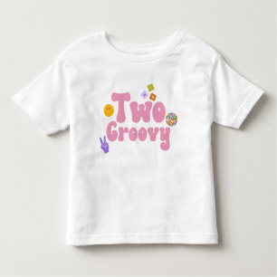 Twee Groovy Retro 70's tweede verjaardag roze Kinder Shirts