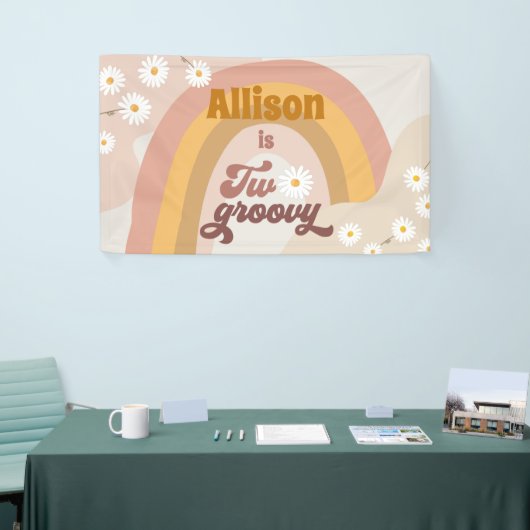 Twee Groovy Retro Backdrop Party Daisy Hippy Spandoek (Beurs)