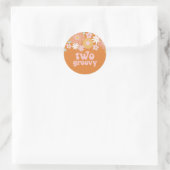 Twee Groovy Retro Bloem 2de verjaardag Ronde Sticker (Tas)